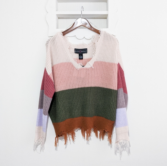 Nwt Polly Esther Striped Distressed 